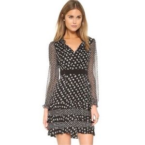 $548 Diane Von Furstenberg Fionna Silk Floral Ruffle dress Polka Dot - 0